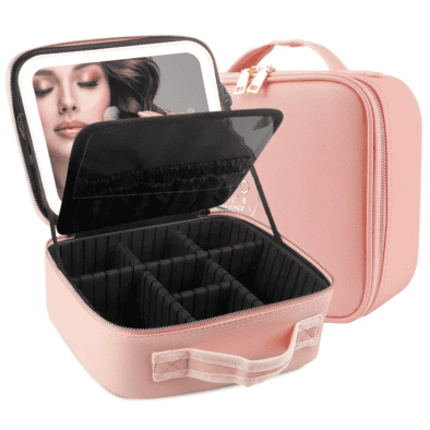 travel make up case with mirror and light